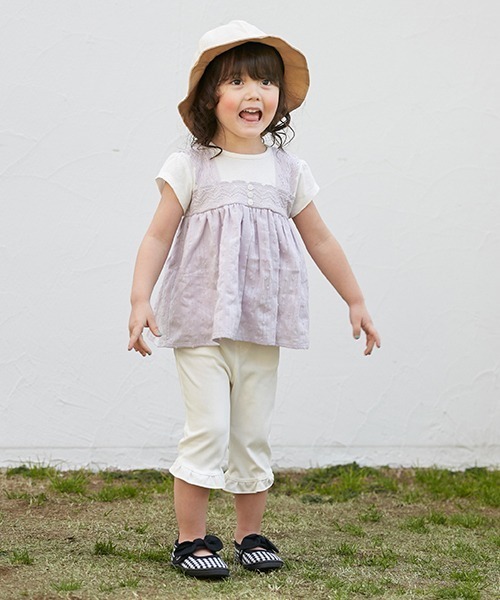 petit main(プティマイン)の「胸レースドッキングT(Tシャツ/カットソー・キッズ・ラベンダー/マルチ/エメラルド・80cm/110cm/120cm/90cm/100cm/130cm)」の7枚目の写真