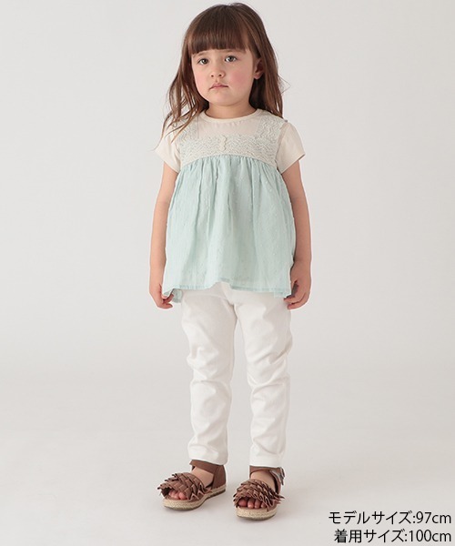 petit main(プティマイン)の「胸レースドッキングT(Tシャツ/カットソー・キッズ・ラベンダー/マルチ/エメラルド・80cm/110cm/120cm/90cm/100cm/130cm)」の12枚目の写真