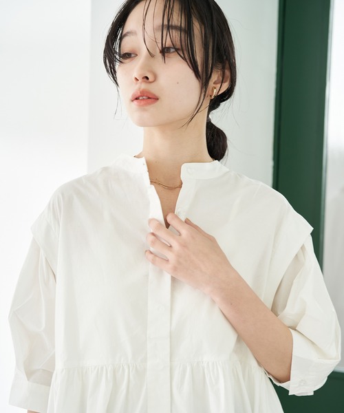 VIS（ビス）の「ストライプ/無地タイプライターチュニックブラウス（シャツ/ブラウス・レディース・ブラック/ホワイト/ベージュ系その他/ブルー系その他4/ピンク/ホワイト系その他・FREE）」の20枚目の写真