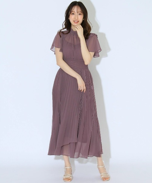 WILLSELECTION（ウィルセレクション）の「ジョーゼットフレア袖ワンピース（ドレス・レディース・ベージュ/ラベンダー/カーキ/ブラック/ピンク/ブラウン/ベージュ系その他/グリーン/ネイビー/ブルー/ダークグリーン・MEDIUM）」の6枚目の写真