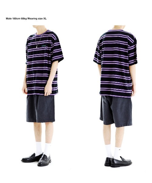 MAHAGRID（マハグリッド）の「【mahagrid】ROPE LOGO STRIPED TEE / マハグリッド ロープ ロゴ ストライプ Tシャツ（Tシャツ/カットソー・メンズ・ブラック/ブルー/ピンク・X-LARGE/MEDIUM/SMALL/LARGE）」の4枚目の写真