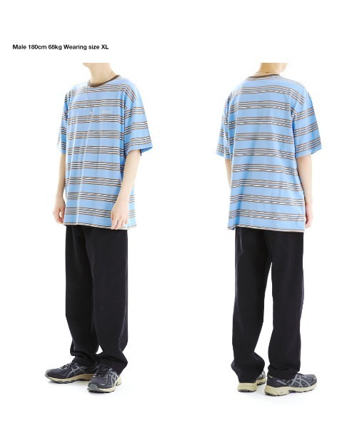MAHAGRID（マハグリッド）の「【mahagrid】ROPE LOGO STRIPED TEE / マハグリッド ロープ ロゴ ストライプ Tシャツ（Tシャツ/カットソー・メンズ・ブラック/ブルー/ピンク・X-LARGE/MEDIUM/SMALL/LARGE）」の10枚目の写真