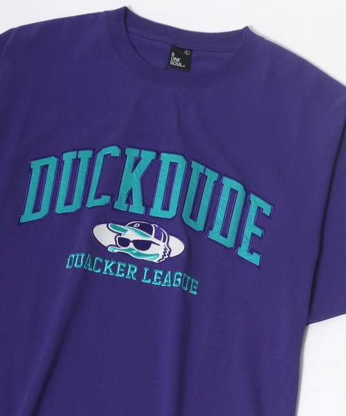 Duck Dude(ダックデュード)の「DUCK DUDE/ダックデュード サテンワッペン サークル アーチロゴ ビッグシルエット Tシャツ(Tシャツ/カットソー・レディース・ホワイト/ブラック/パープル/イエロー/ホワイト系その他/ブラック系その他・M/L/XL)」の5枚目の写真