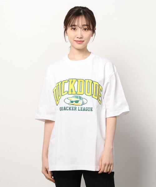 Duck Dude(ダックデュード)の「DUCK DUDE/ダックデュード サテンワッペン サークル アーチロゴ ビッグシルエット Tシャツ(Tシャツ/カットソー・レディース・ホワイト/ブラック/パープル/イエロー/ホワイト系その他/ブラック系その他・M/L/XL)」の10枚目の写真