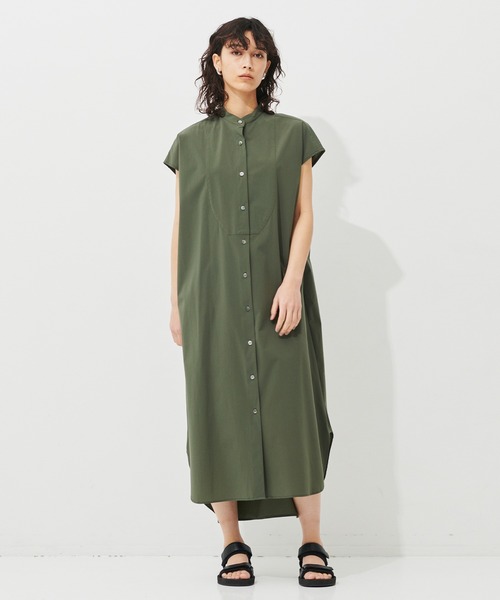 未使用タグ付き　23区　プレーンストレッチタフタ シャツ ワンピース　2023年 セール】 【洗える】プレーンストレッチタフタ シャツ
