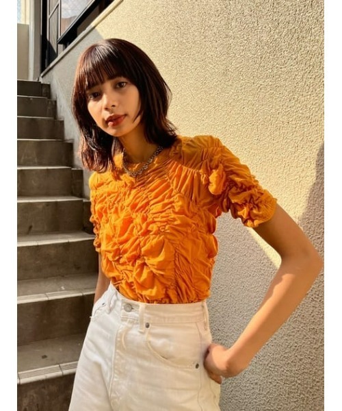 MOUSSY（マウジー）の「RANDOM SHIRRING トップス（Tシャツ