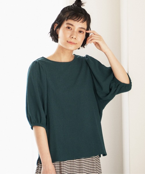 LBC(エルビーシー)の「楊柳Tブラウス(Tシャツ/カットソー・レディース・ブラック/ダークグリーン/ブラウン/オレンジ・M/L)」の1枚目の写真