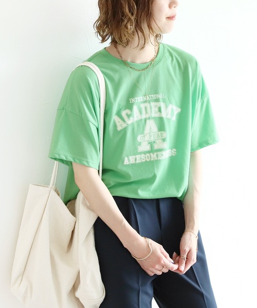 reca（レカ）の「ヴィンテージ風プリントロゴTシャツ（Tシャツ/カットソー・レディース・グリーン/ホワイト/グレー/クリーム・FREE）」の7枚目の写真