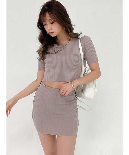 GYDA（ジェイダ）の「【セットアップ着用可】サイドライン ハーフスリーブニットトップス（ニット/セーター・レディース・ブラック/ピンク/グリーン・FREE）」の19枚目の写真