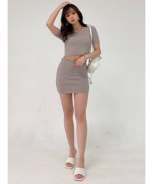 GYDA（ジェイダ）の「【セットアップ着用可】サイドライン ハーフスリーブニットトップス（ニット/セーター・レディース・ブラック/ピンク/グリーン・FREE）」の10枚目の写真