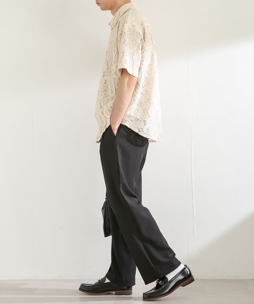 SENSE OF PLACE by URBAN RESEARCH（センスオブプレイスバイアーバンリサーチ）の「『ユニセックス』ペイズリーレースシャツ(5分袖)（シャツ/ブラウス・メンズ・アイボリー/チャコールグレー・MEDIUM/LARGE）」の8枚目の写真