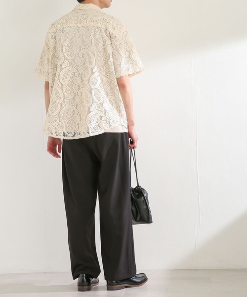 SENSE OF PLACE by URBAN RESEARCH（センスオブプレイスバイアーバンリサーチ）の「『ユニセックス』ペイズリーレースシャツ(5分袖)（シャツ/ブラウス・メンズ・アイボリー/チャコールグレー・MEDIUM/LARGE）」の9枚目の写真