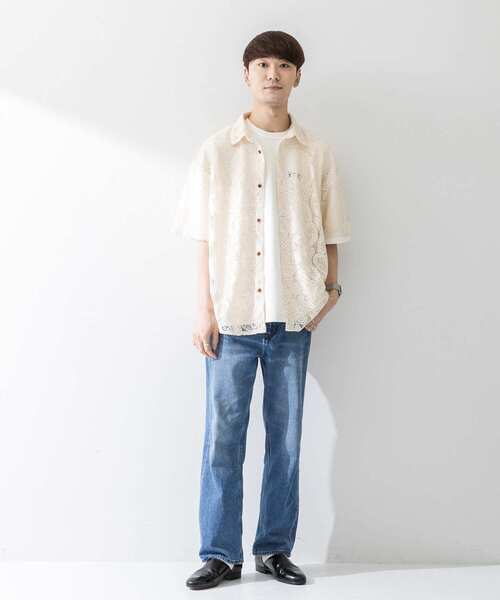 SENSE OF PLACE by URBAN RESEARCH（センスオブプレイスバイアーバンリサーチ）の「『ユニセックス』ペイズリーレースシャツ(5分袖)（シャツ/ブラウス・メンズ・アイボリー/チャコールグレー・MEDIUM/LARGE）」の10枚目の写真