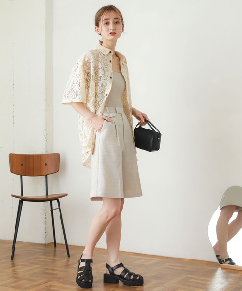 SENSE OF PLACE by URBAN RESEARCH（センスオブプレイスバイアーバンリサーチ）の「『ユニセックス』ペイズリーレースシャツ(5分袖)（シャツ/ブラウス・メンズ・アイボリー/チャコールグレー・MEDIUM/LARGE）」の14枚目の写真