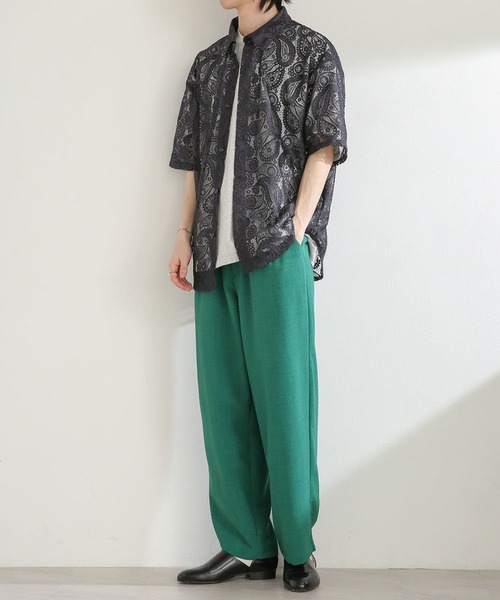 SENSE OF PLACE by URBAN RESEARCH（センスオブプレイスバイアーバンリサーチ）の「『ユニセックス』ペイズリーレースシャツ(5分袖)（シャツ/ブラウス・メンズ・アイボリー/チャコールグレー・MEDIUM/LARGE）」の19枚目の写真