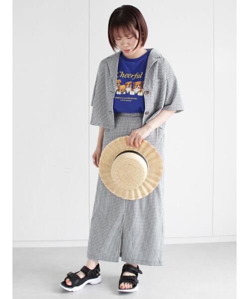 ehka sopo（エヘカソポ）の「ギンガムチェックタイトスカート(セットアップ可)（スカート・レディース・ブラック/ベージュ/グリーン・ﾌﾘ-）」の6枚目の写真