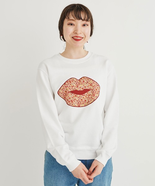 I am I in fact...(アイアムアイインファクト)の「LIP Applique 裏毛スウェット(スウェット・レディース・ホワイト/パープル・FREE)」の7枚目の写真