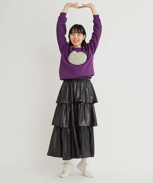 I am I in fact...(アイアムアイインファクト)の「LIP Applique 裏毛スウェット(スウェット・レディース・ホワイト/パープル・FREE)」の20枚目の写真