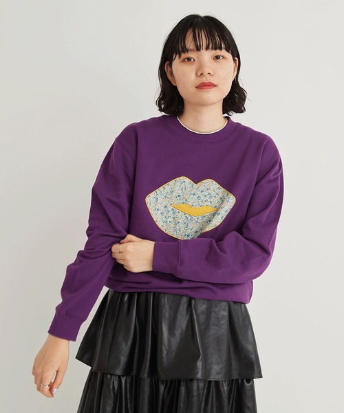 I am I in fact...(アイアムアイインファクト)の「LIP Applique 裏毛スウェット(スウェット・レディース・ホワイト/パープル・FREE)」の17枚目の写真