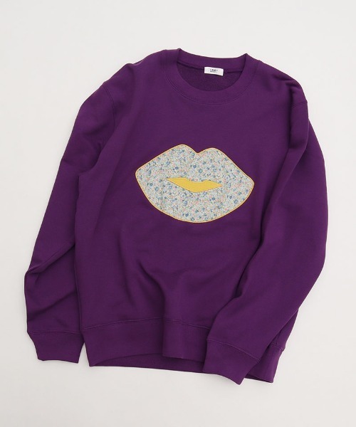 I am I in fact...(アイアムアイインファクト)の「LIP Applique 裏毛スウェット(スウェット・レディース・ホワイト/パープル・FREE)」の3枚目の写真