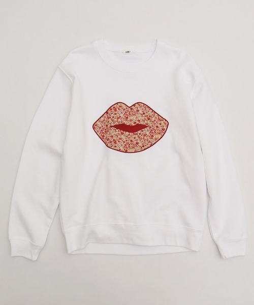 I am I in fact...(アイアムアイインファクト)の「LIP Applique 裏毛スウェット(スウェット・レディース・ホワイト/パープル・FREE)」の4枚目の写真