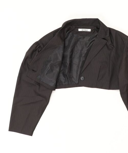 Solace（ソレイス）の「ピンストライプショートテーラードジャケット（テーラードジャケット・レディース・ベージュ/ブラック・FREE）」の17枚目の写真