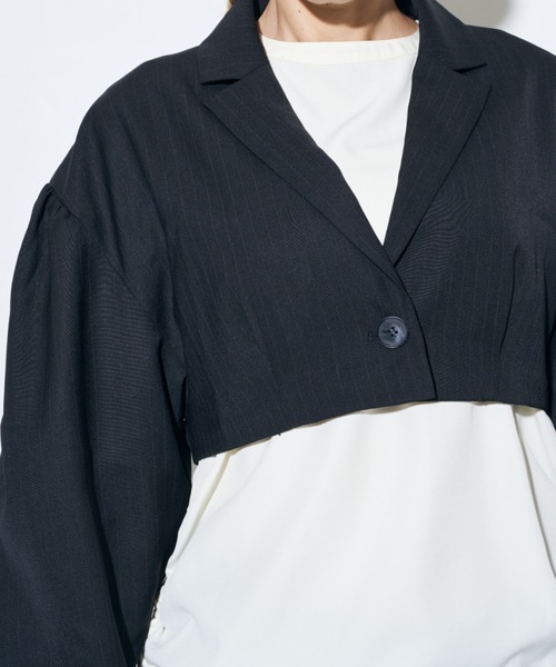 Solace（ソレイス）の「ピンストライプショートテーラードジャケット（テーラードジャケット・レディース・ベージュ/ブラック・FREE）」の10枚目の写真