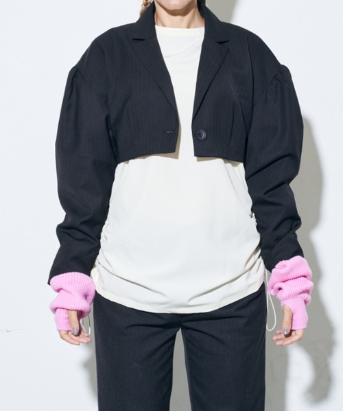 Solace（ソレイス）の「ピンストライプショートテーラードジャケット（テーラードジャケット・レディース・ベージュ/ブラック・FREE）」の12枚目の写真