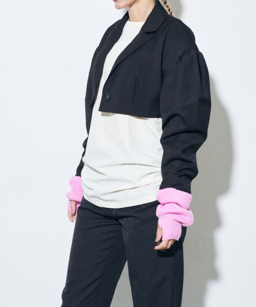 Solace（ソレイス）の「ピンストライプショートテーラードジャケット（テーラードジャケット・レディース・ベージュ/ブラック・FREE）」の13枚目の写真