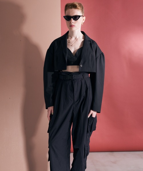 Solace（ソレイス）の「ピンストライプショートテーラードジャケット（テーラードジャケット・レディース・ベージュ/ブラック・FREE）」の9枚目の写真