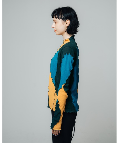 led.tokyo(レッドトウキョウ)の「【led.tokyo】マルチカラー切り替えトップス(Tシャツ/カットソー・レディース・ネイビー/グリーン/マルチ・FREE)」の20枚目の写真