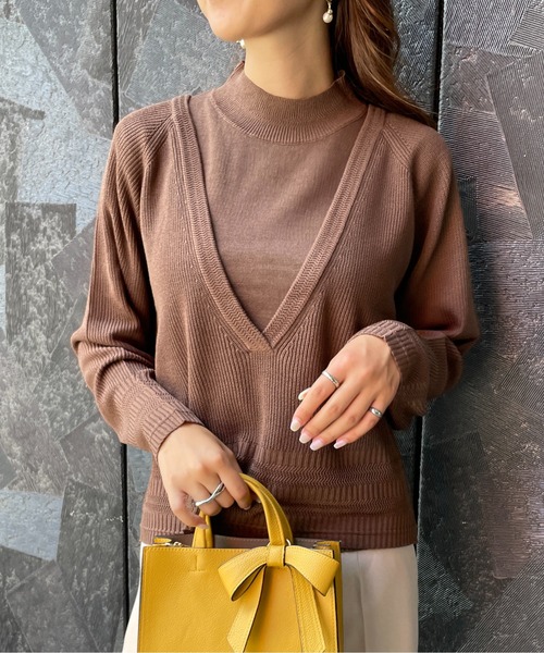 StyleSea(スタイルシー)の「深Vネックリブニット&ノースリーブニット セット(ニット/セーター・レディース・ブラック/グレー/モカ・FREE)」の17枚目の写真