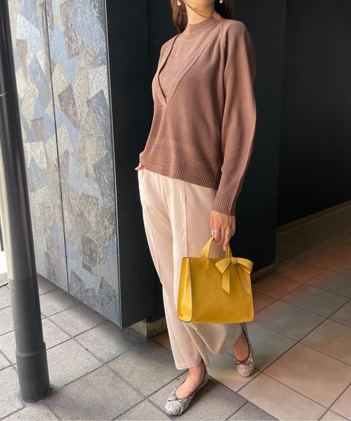 StyleSea(スタイルシー)の「深Vネックリブニット&ノースリーブニット セット(ニット/セーター・レディース・ブラック/グレー/モカ・FREE)」の19枚目の写真