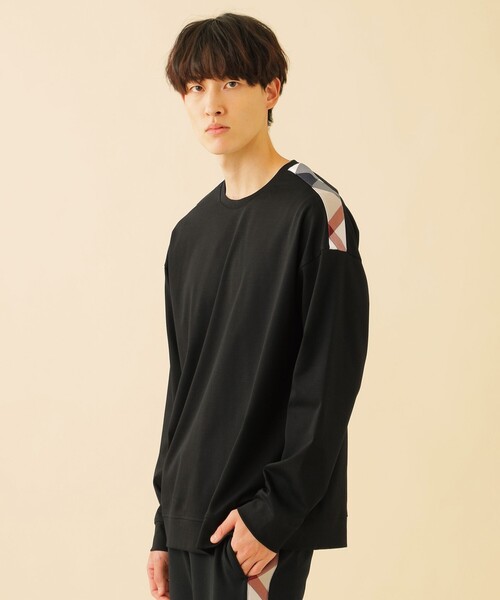 CB CRESTBRIDGE（シービークレストブリッジ）の「ラインチェックロンT（Tシャツ/カットソー・メンズ・ブラック/オフホワイト・M）」の2枚目の写真