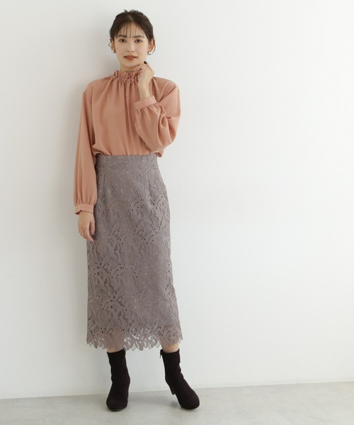 NATURAL BEAUTY BASIC(ナチュラルビューティーベーシック)の「ケミカルレースタイトスカート(スカート・レディース・グレー/チャコールグレー/ラベンダー・MEDIUM/X-SMALL/SMALL)」の16枚目の写真
