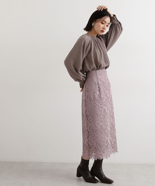 NATURAL BEAUTY BASIC(ナチュラルビューティーベーシック)の「ケミカルレースタイトスカート(スカート・レディース・グレー/チャコールグレー/ラベンダー・MEDIUM/X-SMALL/SMALL)」の14枚目の写真