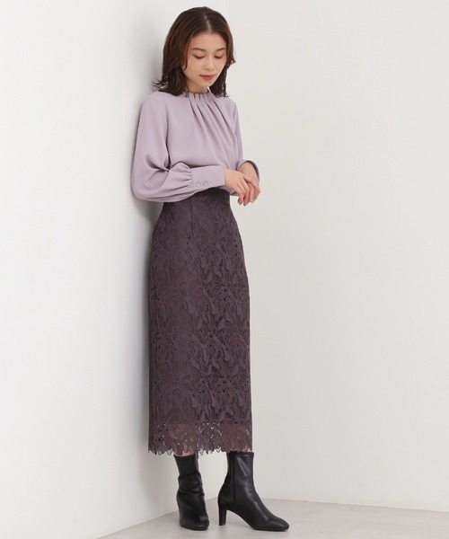 NATURAL BEAUTY BASIC(ナチュラルビューティーベーシック)の「ケミカルレースタイトスカート(スカート・レディース・グレー/チャコールグレー/ラベンダー・MEDIUM/X-SMALL/SMALL)」の4枚目の写真
