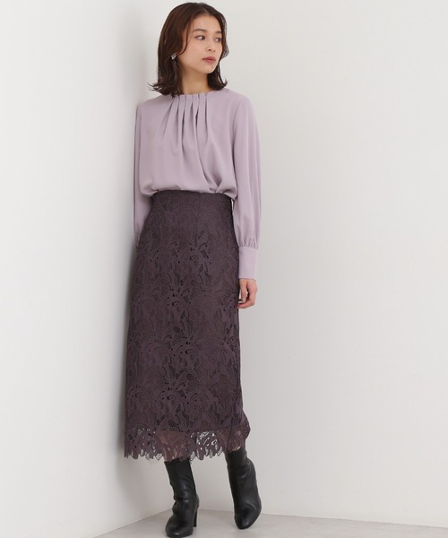 NATURAL BEAUTY BASIC(ナチュラルビューティーベーシック)の「ケミカルレースタイトスカート(スカート・レディース・グレー/チャコールグレー/ラベンダー・MEDIUM/X-SMALL/SMALL)」の5枚目の写真