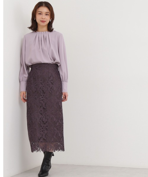 NATURAL BEAUTY BASIC(ナチュラルビューティーベーシック)の「ケミカルレースタイトスカート(スカート・レディース・グレー/チャコールグレー/ラベンダー・MEDIUM/X-SMALL/SMALL)」の6枚目の写真