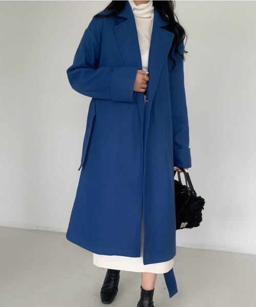 ECLIN（エクラン）の「袖折り返しデザインロングチェスターコート（チェスターコート・レディース・アイボリー/ブラック/ベージュ/グリーン/ブルー・FREE）」の5枚目の写真