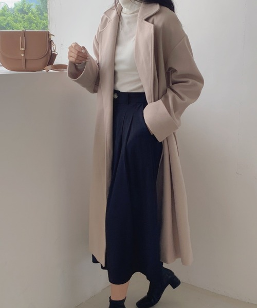 ECLIN（エクラン）の「袖折り返しデザインロングチェスターコート（チェスターコート・レディース・アイボリー/ブラック/ベージュ/グリーン/ブルー・FREE）」の16枚目の写真