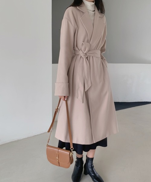 ECLIN（エクラン）の「袖折り返しデザインロングチェスターコート（チェスターコート・レディース・アイボリー/ブラック/ベージュ/グリーン/ブルー・FREE）」の10枚目の写真