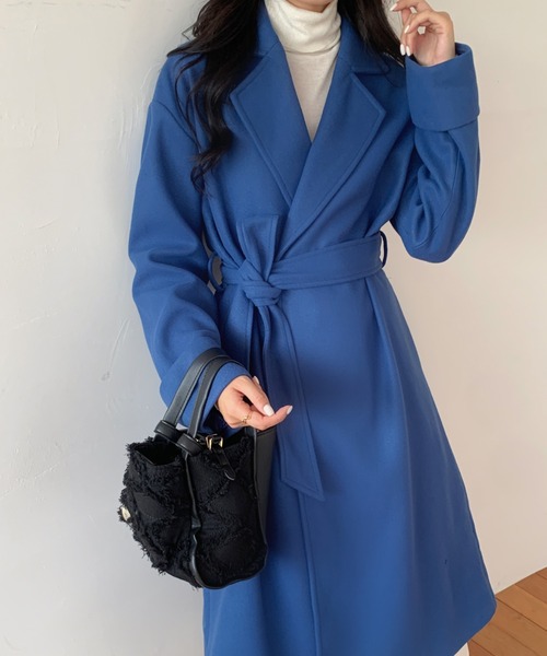 ECLIN（エクラン）の「袖折り返しデザインロングチェスターコート（チェスターコート・レディース・アイボリー/ブラック/ベージュ/グリーン/ブルー・FREE）」の18枚目の写真