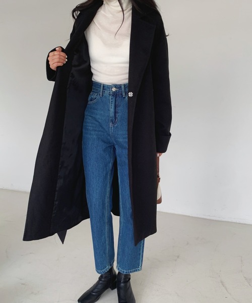 ECLIN（エクラン）の「袖折り返しデザインロングチェスターコート（チェスターコート・レディース・アイボリー/ブラック/ベージュ/グリーン/ブルー・FREE）」の21枚目の写真