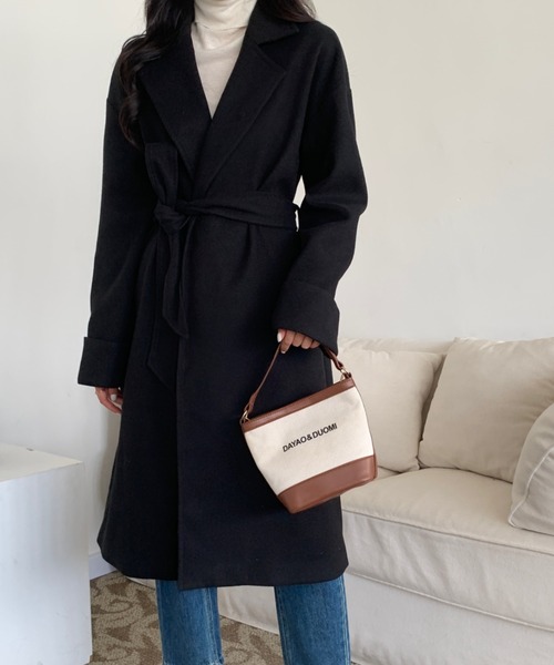 ECLIN（エクラン）の「袖折り返しデザインロングチェスターコート（チェスターコート・レディース・アイボリー/ブラック/ベージュ/グリーン/ブルー・FREE）」の22枚目の写真