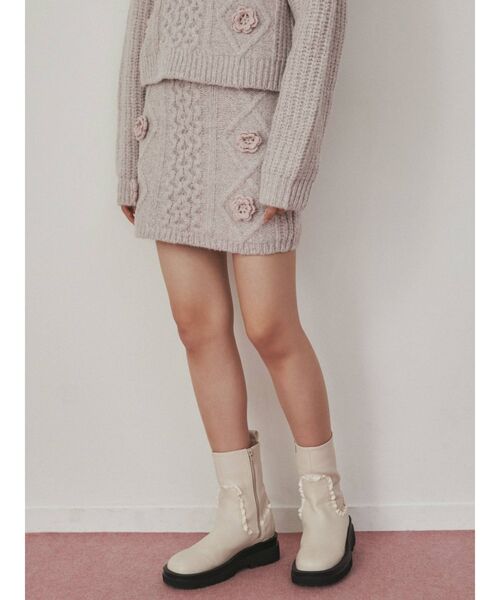 merry jenny（メリージェニー）の「flowerケーブルニットミニスカート（スカート・レディース・ブラック/アイボリー/ピンク・FREE）」の15枚目の写真