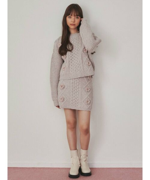 merry jenny（メリージェニー）の「flowerケーブルニットミニスカート（スカート・レディース・ブラック/アイボリー/ピンク・FREE）」の18枚目の写真