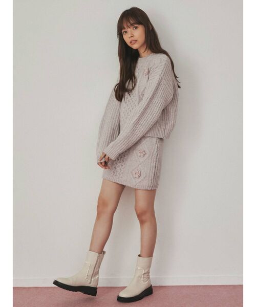 merry jenny（メリージェニー）の「flowerケーブルニットミニスカート（スカート・レディース・ブラック/アイボリー/ピンク・FREE）」の20枚目の写真