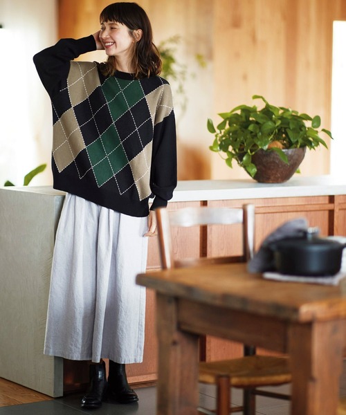 Sunny clouds（サニークラウズ）の「サニークラウズ　アーガイル柄のセーター〈レディース〉（ニット/セーター・レディース・ブラック系その他・MEDIUM/LARGE/X-LARGE）」の4枚目の写真