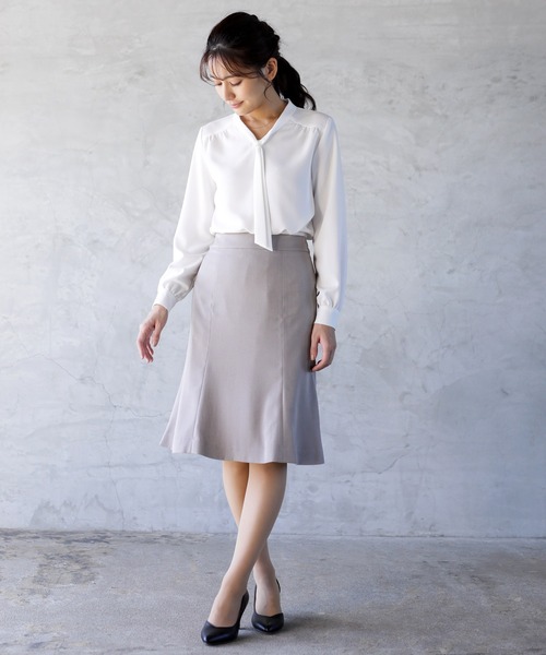 Satinマーメイドスカート　シェルホワイト WHITE JOOLA（ホワイトジョーラ）の「【手洗いできる